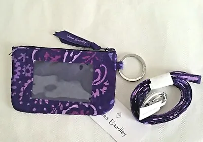 Vera Bradley ~  Paisley Amethyst  ~ Zip ID Case & Lanyard ~ NWT • $24.50