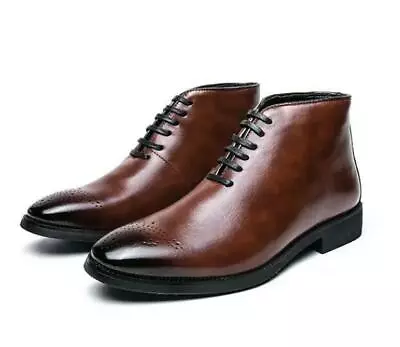 Mens Business Formal Dress Brogue Lace Up Pointed Toe Work Ankle Boots Nightclub • $55.25