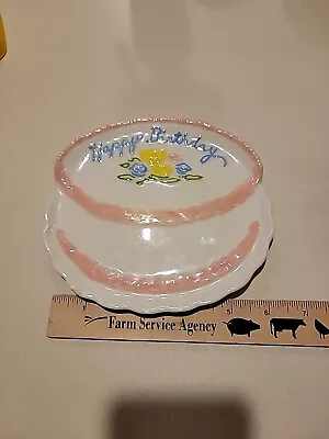 Beautiful Ceramic Painted Small Birthday Cake Plate Ceramic Class Made? • $10