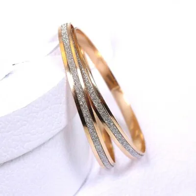 £3.89 • Buy 2pcs Set Ladies Gold Or Silver Crystal Rhinestone Bracelet Bangle Boho Fashion 
