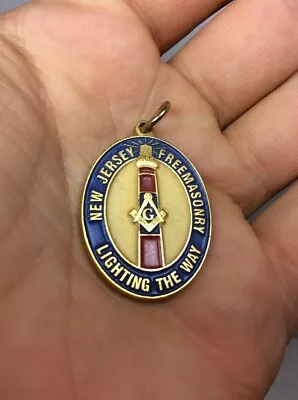 NEW JERSEY FREEMASONRY LIGHTING THE WAY MASONIC Watch Fob Keychain Charm Pendant • $13.84