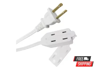 6 Ft. 16/2 White Cube Tap Extension Cord 3-outlet Connector Polarized For Safety • $4.25