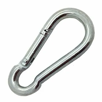 8mmm X 80mm BZP Steel Snap Carbine Hook For Gym Cables GYM MACHINE HOOK 300 KILO • £2.49