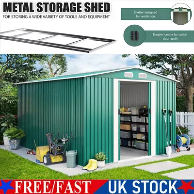Large Metal Garden Shed 6X4ft Outdoor Tool Storage House With Base Foundation UK • £199.90