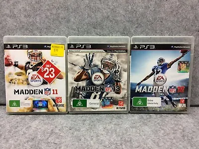 PS3 3* Game Pack NFL MADDEN 11 13 & 16 Sony Playstation 3 Tested Free Fast Post • $24.79