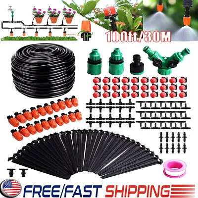 2X 100FT Drip Irrigation System Garden Plant Self Watering Micro Hose Sprinkler • $26.98