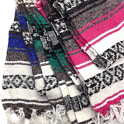 Genuine Falsa Mexican Blanket Hand Woven Serape Throw Yoga Mat Made In Mexico  • $24.99