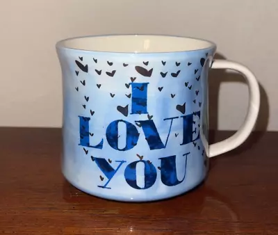 Anthropologie I Love You Me Too Blue Silver White Mug Used • $7.99