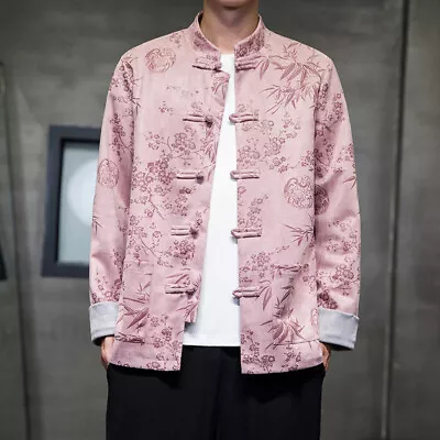 Chinese Style Men's Jacquard Tang Style Deerskin Velvet Jacket Tunic Youth Coat • $91.38