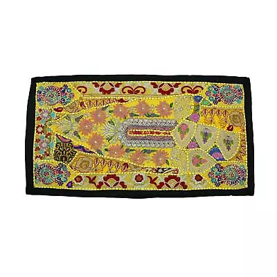 Vintage Embroidered Patchwork Hippie Gypsy Bohemian Tapestry Wall Hanging Az • $19.99