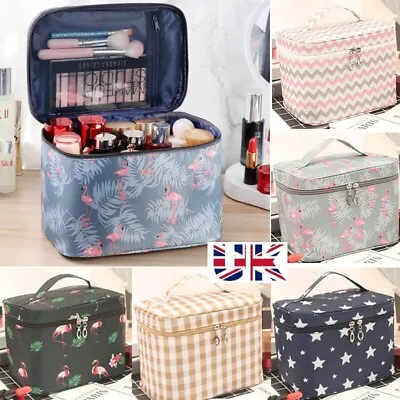 Large Make Up Vanity Case Storage Box Organizer Cosmetic Travel Beauty Pouch Bag • £4.89