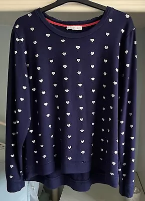 Oasis Navy Silver Hearts Sweatshirt Size L • £0.99