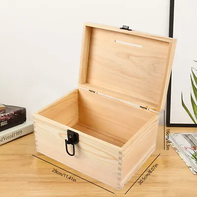 Wooden Suggestion Box Donation Ballot Box With Lock Charity Box Fundraising Box • $19