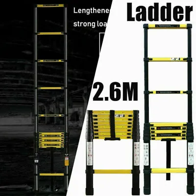 2.6-5.7M Multifunctional Aluminum Folding Telescopic Ladder Home Ladder • £52.97