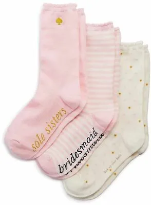 £17.21 • Buy Kate Spade Crew Socks 3 Pack Bridal Gift Set Pink Bridesmaid Gift New
