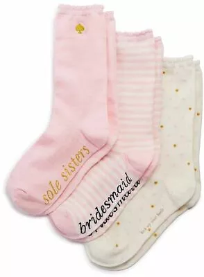 £17.21 • Buy Kate Spade Crew Socks 3 Pack Bridal Gift Set Pink Bridesmaid Gift New