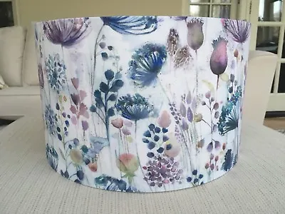 Floral Lamp Shade Voyage Meadow Seedheads Fabric Purple Blue Cream Lampshade • £29
