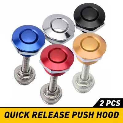 2PCS Push Button Quick Release Car Bumper Hood Lock Pins Clip Bonnet Latch Kit • $13.99