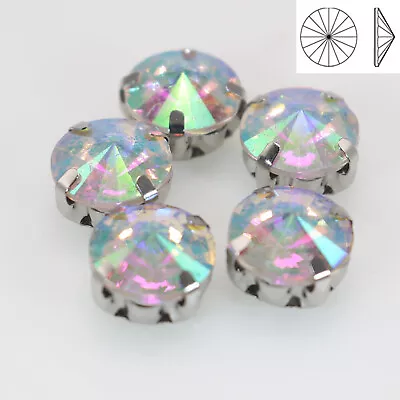 50 Clear AB Crystal Round Rivoli Sewing Rhinestones Gems Rose Montees Beads 8mm • $3.41