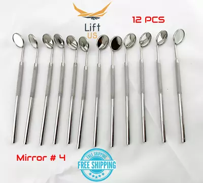 12 PCS DENTAL MOUTH MIRROR #4 SET W/HANDLE DENTAL INSTRUMENT STAINLESS STEEL NEW • $12.99