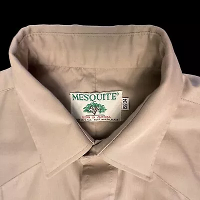 Vintage Mesquite Pearl Snap Shirt Men Medium Brown Western Long Sleeve USA • $16.95