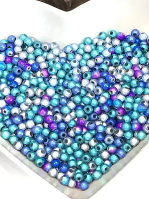 Acrylic Miracle 3D Beads 5 8 6 10mm ‘Blue' Mix Wholesale Glow Disco • £3.50