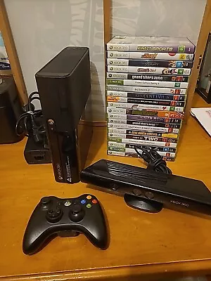 Microsoft Xbox 360 E Black Console 250gb + Kinect 1 Controller & 20 Games • $199.99