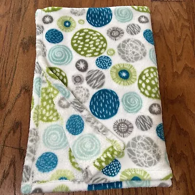 Little Miracles Lime Green Blue Grey Circles Baby Blanket • $32.99