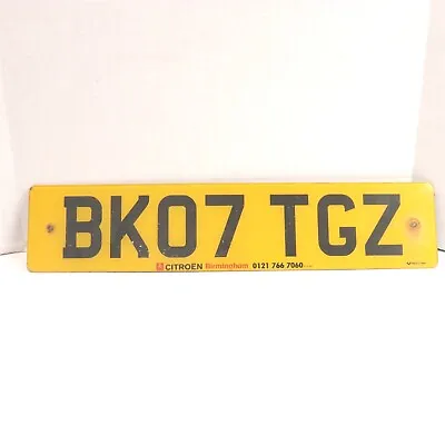 Vintage Great Britain Uk Vehicle Licence Plate  Bk07 Tgz  Used 20 1/2  X 4 3/8  • $23.98