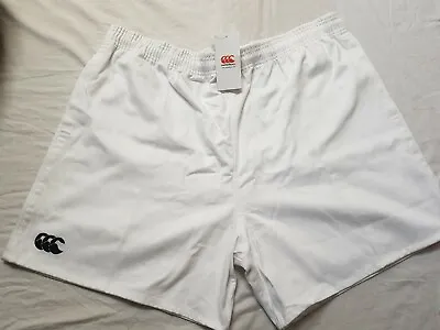 BNWT Canterbury Mens Professional Cotton White Rugby Shorts Pockets Size 46  5XL • £19.99