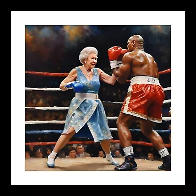 Limited Edition Royal Queen Elizabeth II With Mike Tyson Wall Art Picture Print • £10.99