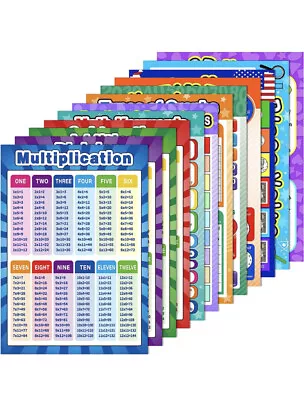 12 Pieces Educational Math Posters For Kids With 120 Glue Point Dot For Elementa • $23.97