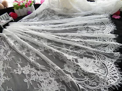 Chantilly Bridal Dancing Dress Lace Fabric Eyelash Embroidery Costume Trim 3m/pc • £22.99