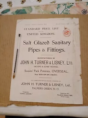 Salt Glazed Sanitary Pipes And Fittings 1928 . Palmers Green N.13. • £8.75