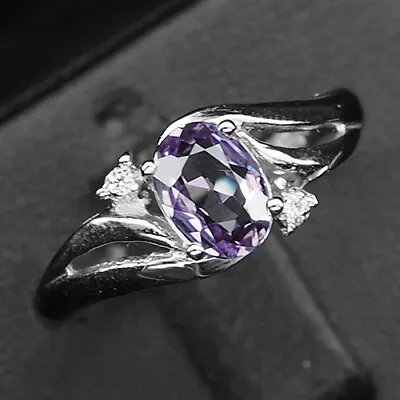 Sapphire Blue Purple Oval 0.90Ct. 925 Sterling Silver Ring Size 7.25 Fine Gift • $30.10