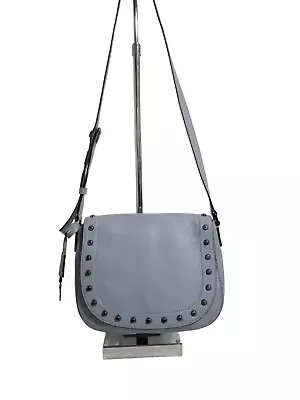 Michael Kors Hamilton Traveler Studded Messenger Pale Blue Leather Crossbody Bag • $49.99