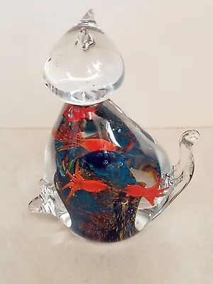 Vintage Murano Glass Cat Millefiori Fish Coral Reef Figurine  • $49.99