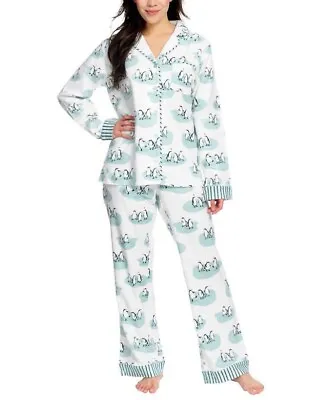 Munki Munki Ladies Women’s Flannel PJ Set Snowman Christmas Turquoise XS New • $59.99
