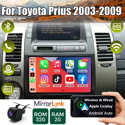 Android 12  Apple Carplay GPS Navi Car Stereo Radio For Toyota Prius 2003-2009 • $148.99