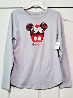 NWT Disney Parks Authentic Sequin Cupcake Birthday Mickey Mouse Head Shirt Med • $17.99