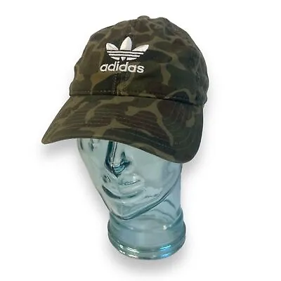 Adidas Green Camo Hat Cap Camouflage Strapback Adjustable One Size Fits OSF 0178 • £19.83