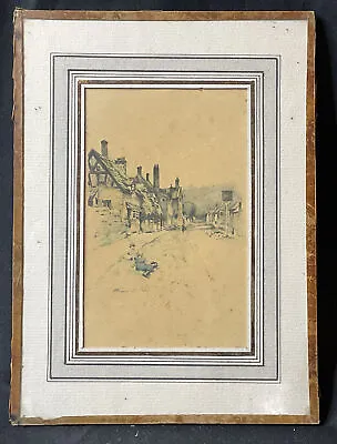 Vintage Marjorie Bates Glass Mount Print Broadway Village Worcestershire Picture • £15