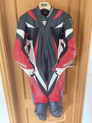 Mens Dainese Leather Motorcycle Suit Black Red Size EU 48 Armoured 38” Chest • $233.69