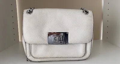 Michael Kors White Sloan Small Leather Flap Shoulder Bag Brand Silver Hardware • $50