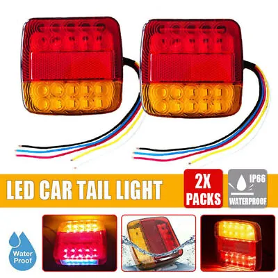 $18.95 • Buy 2X Square 26 LED Trailer Tail Lights Stop Brake Reverse Indicator Taillight Lamp