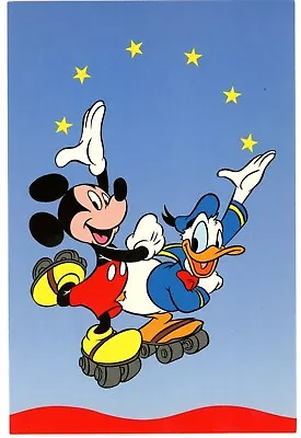 Walt Disney's Mickey Mouse  And Donald Duck On Scooter Shoes Having Fun Postcard • £29.18