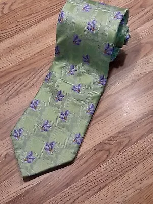 John W. Nordstrom  100% Silk  Made In Italy Neck Tie Mint Green Purple Flowers  • $23