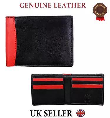 Mens Leather Wallet Black Bifold Quality Real Credit Card Holder Purse Gift • £5.75