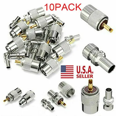 UHF Male Plug Solder Adapter PL259 Coax Connector With Reducer For RG58 10-pack • $12.99