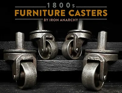 ANTIQUE INDUSTRIAL FURNITURE CASTERS Small Victorian Table Stem Cast Iron Wheel • $239